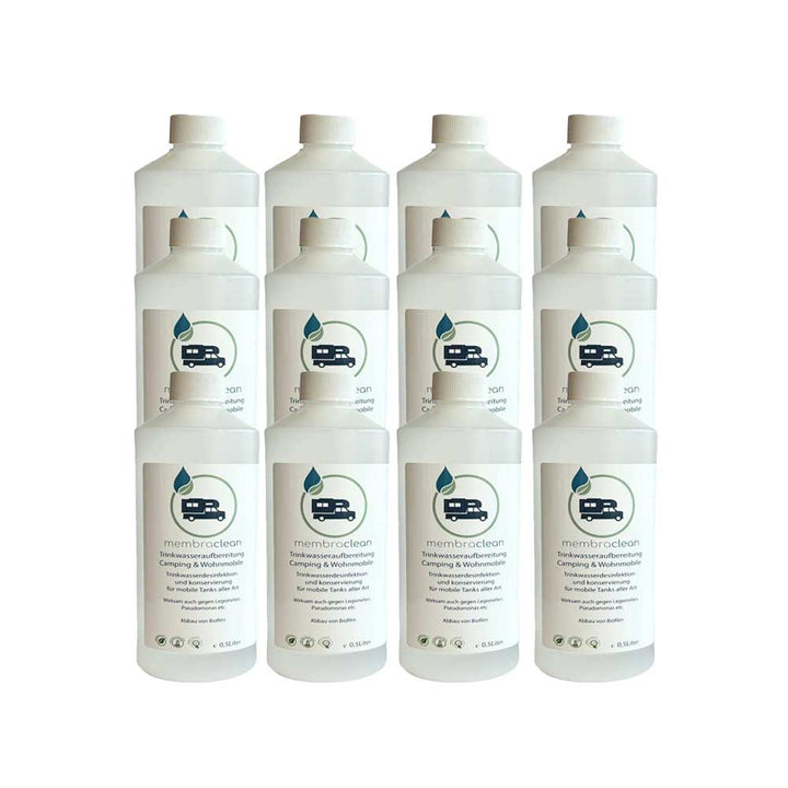 12x 0,5 Liter membraclean Trinkwasseraufbereitung Camping & Wohnmobile Sparset - membraclean - shop.de