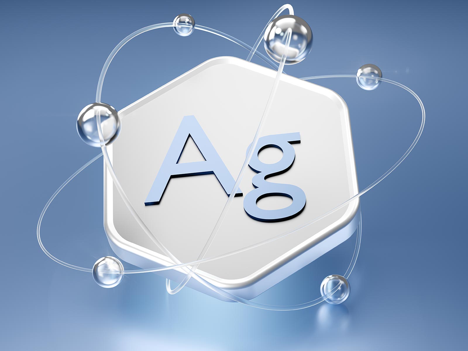 Silber (Ag) Grafik mit blauem Hintergrund