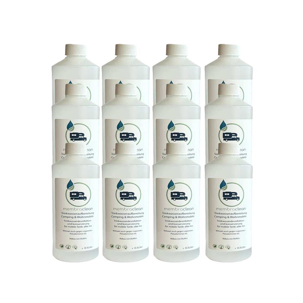 12x 0,5 Liter membraclean Trinkwasseraufbereitung Camping & Wohnmobile Sparset