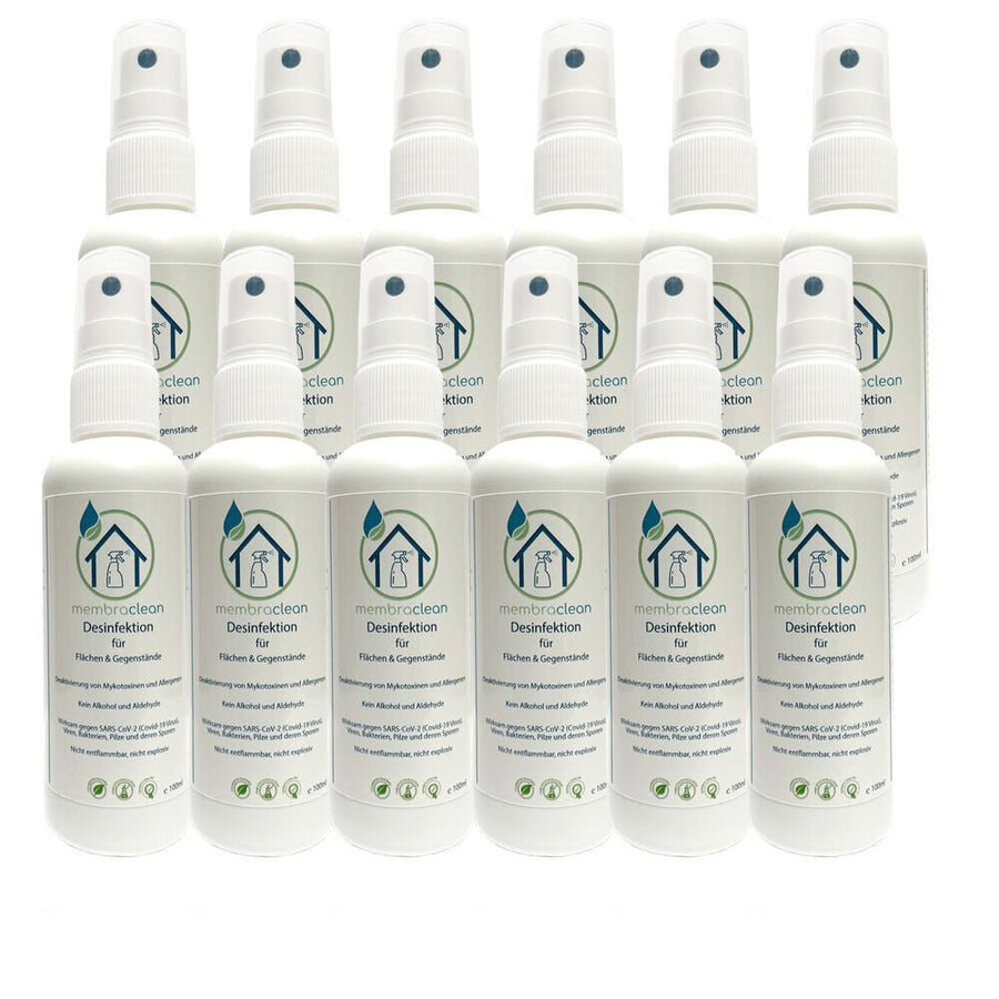 12x 100ml membraclean Desinfektion für Flächen & Gegenstände im Zerstäuber - membraclean - shop.de