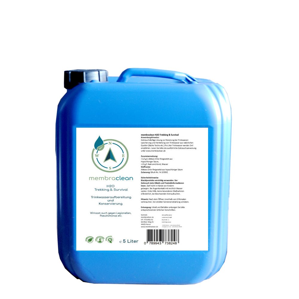 3 Liter membraclean H2O Trekking & Survival zur Trinkwasseraufbereitung - membraclean-shop.de