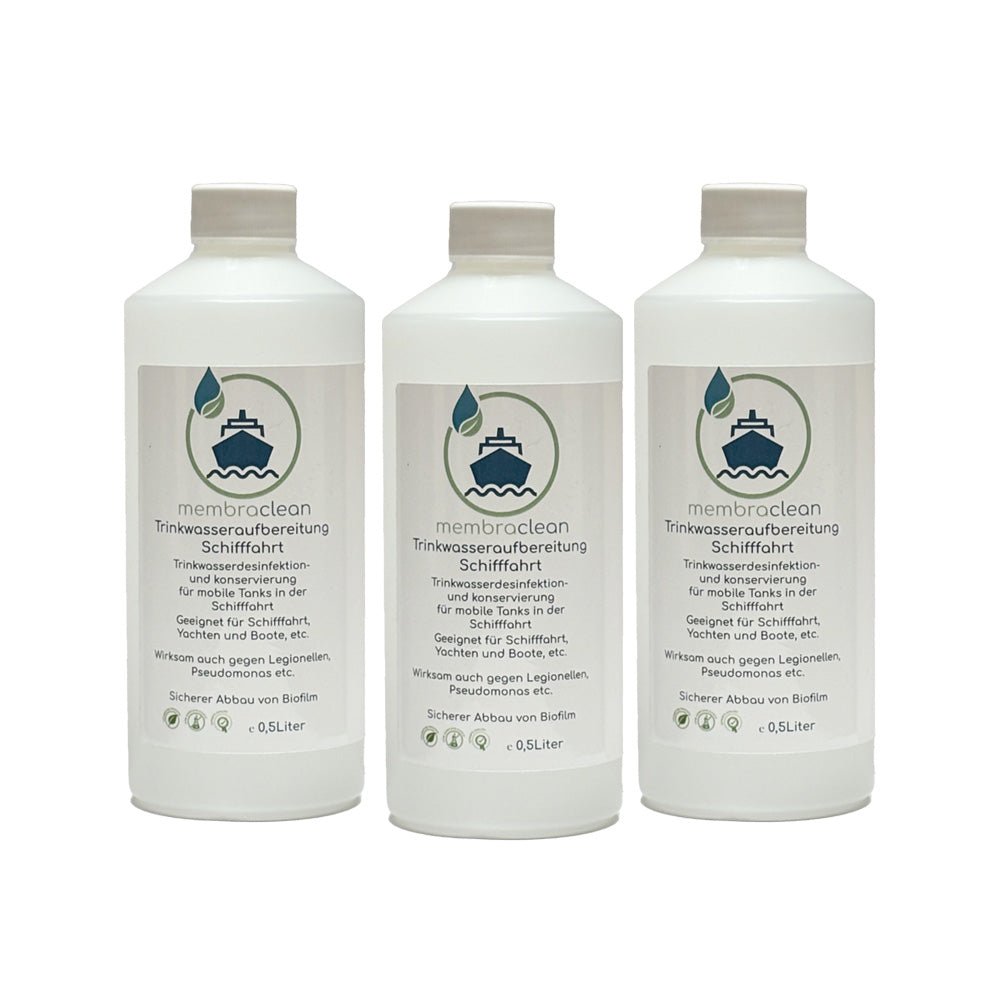 3x 0,5 Liter membraclean Trinkwasseraufbereitung Schifffahrt (Boote & Yachten)