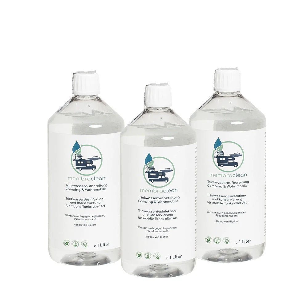 Produktbild membraclean Trinkwasseraufbereitung für Camping und Wohnmobile 3x1 Liter