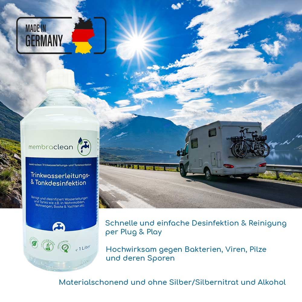 3x 1 Liter membraclean Trinkwasserleitungs - und Tankdesinfektion - membraclean - shop.de