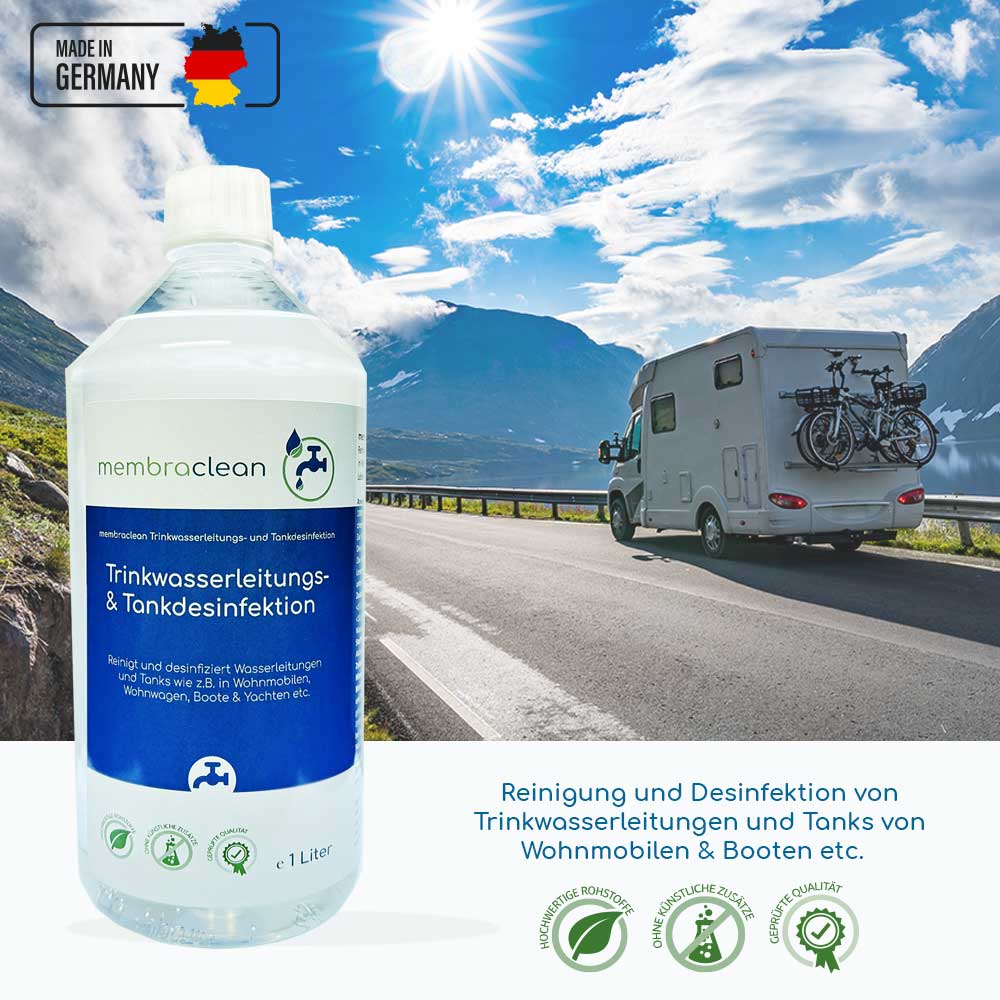 3x 1 Liter membraclean Trinkwasserleitungs - und Tankdesinfektion - membraclean - shop.de