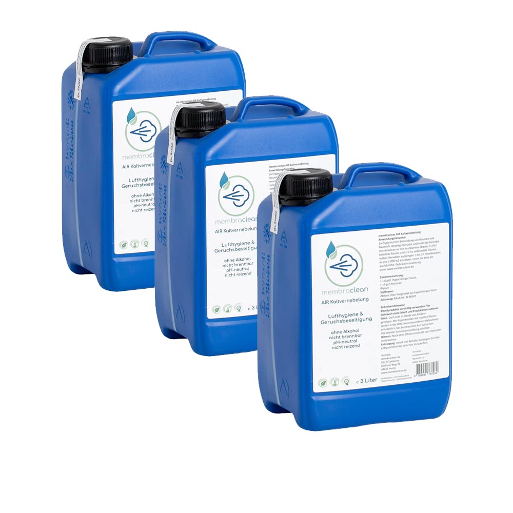 3x 3 Liter membraclean AIR Kaltvernebelung moderne Hygiene (Konzentrat) - membraclean-shop.de