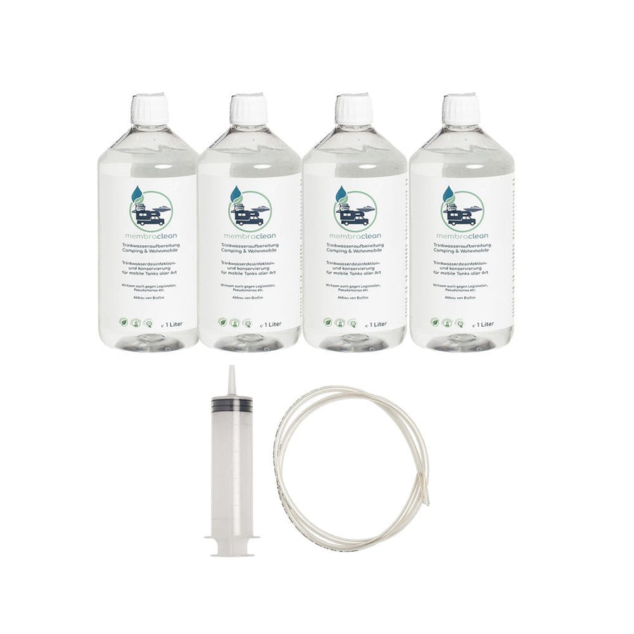 Produktbild membraclean Trinkwasseraufbereitung für Camping und Wohnmobile 4x1 Liter mit Befüllset