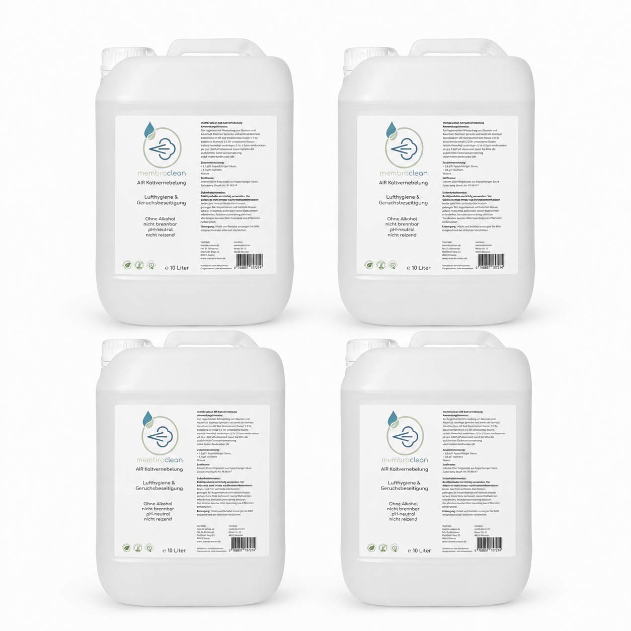 Produktbild  4x 10 Liter membraclean AIR Kaltvernebelung - modernes Hygienekonzentrat (40 Liter)