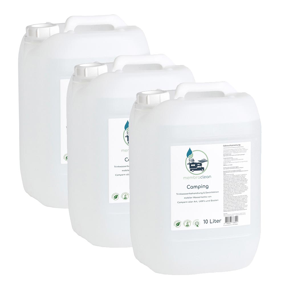 Produktbild membraclean Trinkwasseraufbereitung für Camping und Wohnmobile 3x10 Liter 