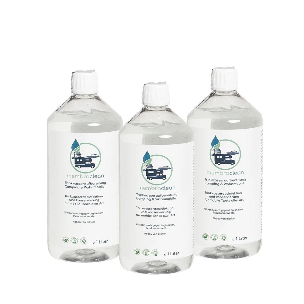 Produktbild membraclean Trinkwasseraufbereitung für Camping und Wohnmobile 3x1 Liter