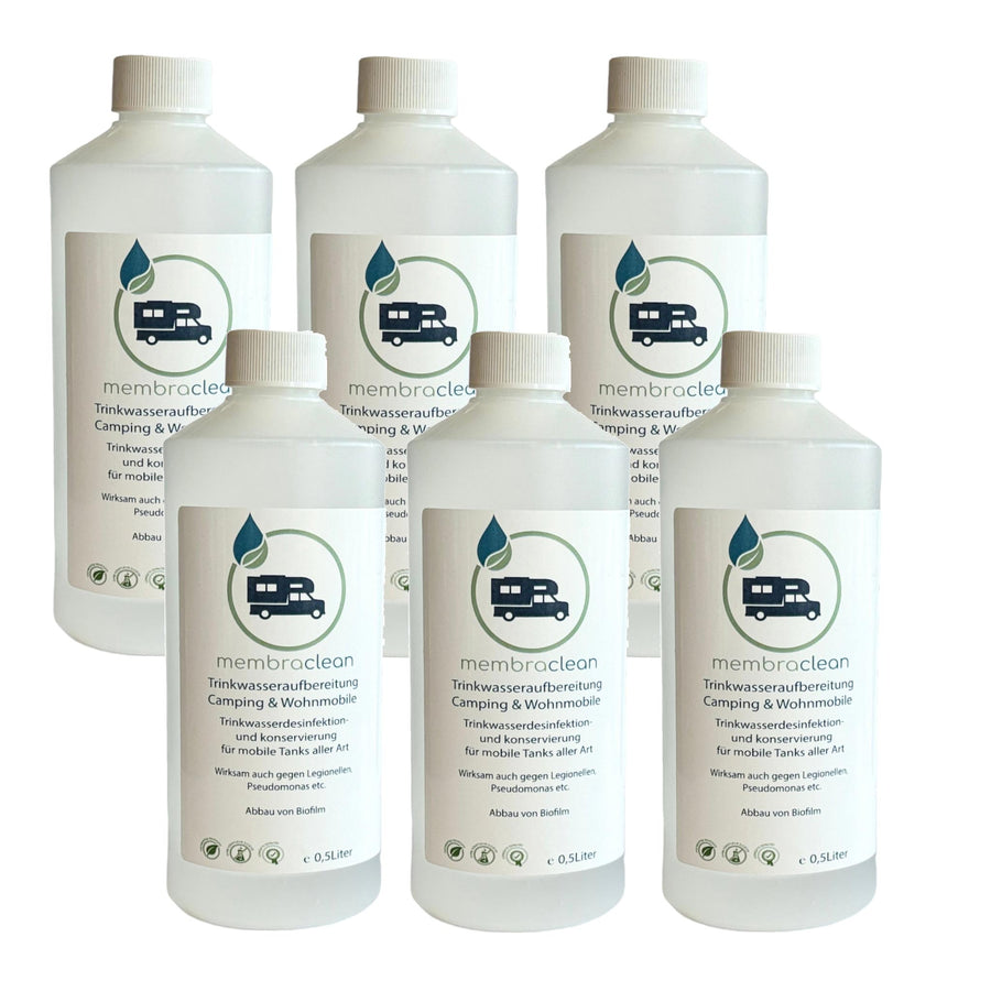 6x 0,5 Liter membraclean Trinkwasseraufbereitung Camping & Wohnmobile Sparset