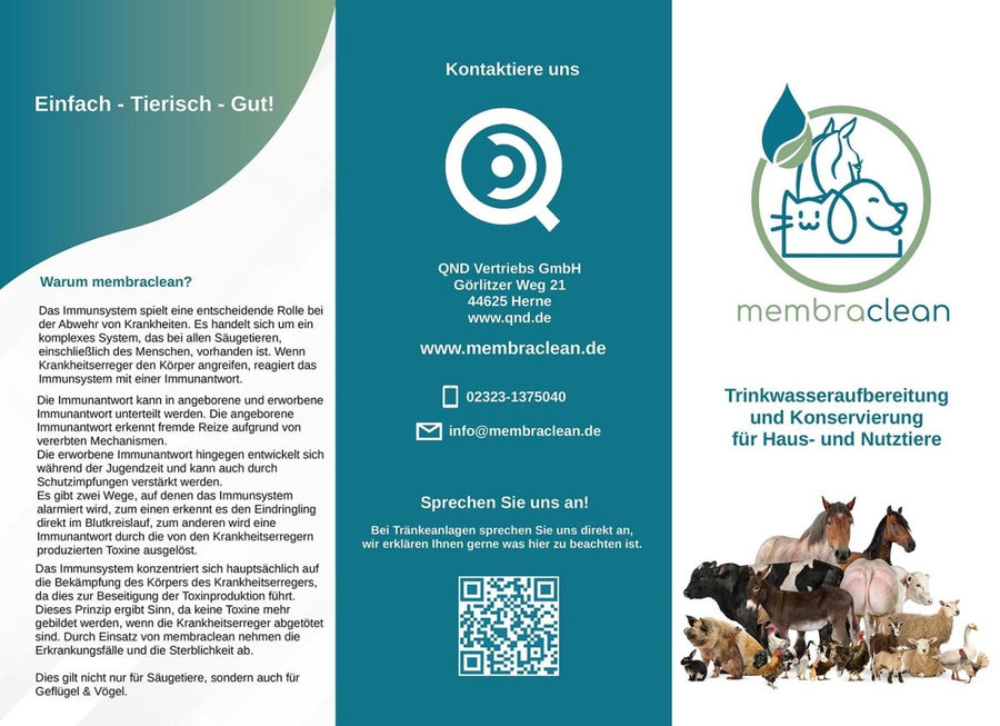 Sag´s weiter! - Flyer membraclean Trinkwasseraufbereitung "Tierisch gut" für Nutztiere und Haustiere - Vorderseite