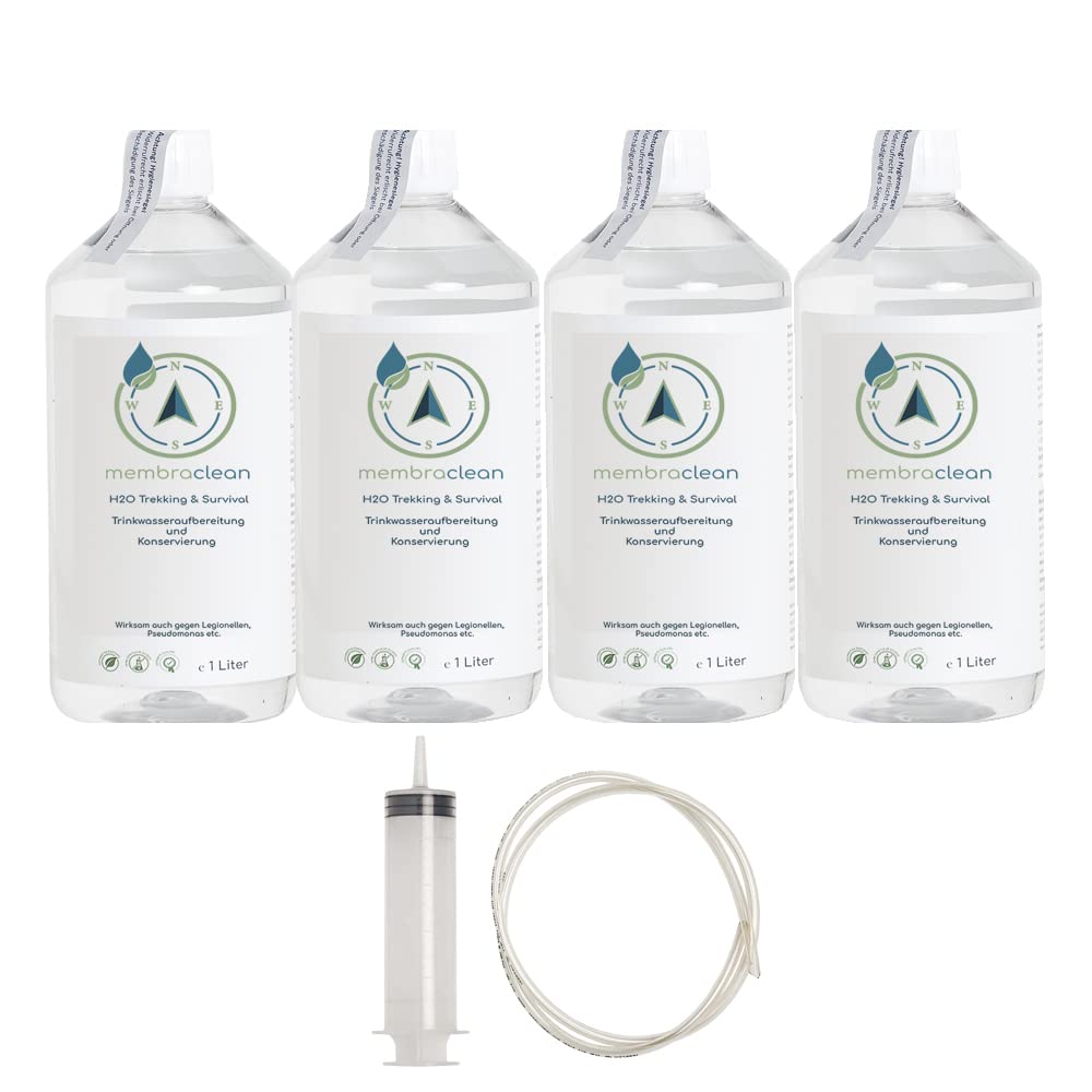 Produktbild für membraclean H2O Trekking & Survival 4x1 Liter mit Befüllset