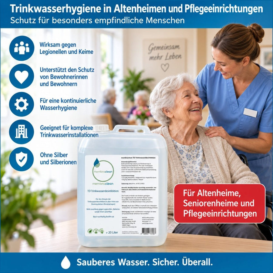 Grafik membraclean TD Trinkwasserdesinfektion - Trinkwasserhyhiene in Altenheimen und Pflegeeinrichtungen