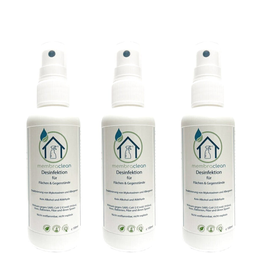 3 × 100 ml membraclean Desinfektion für Flächen & Gegenstände im Zerstäuber