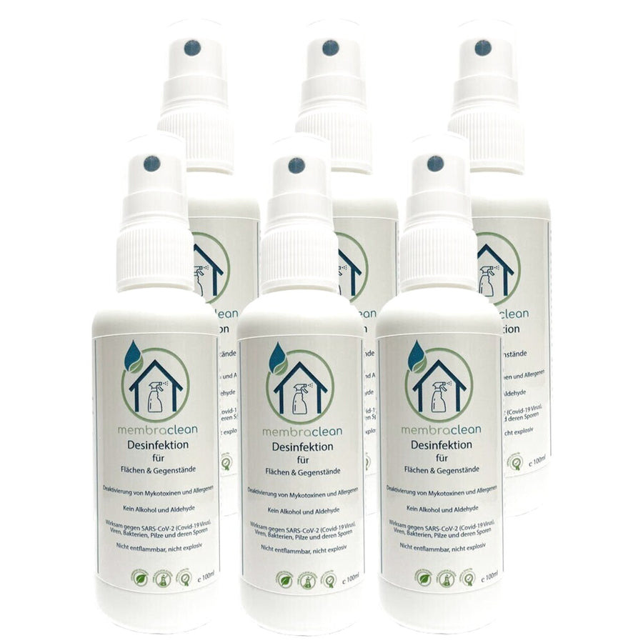 6 × 100 ml membraclean Desinfektion für Flächen & Gegenstände im Zerstäuber