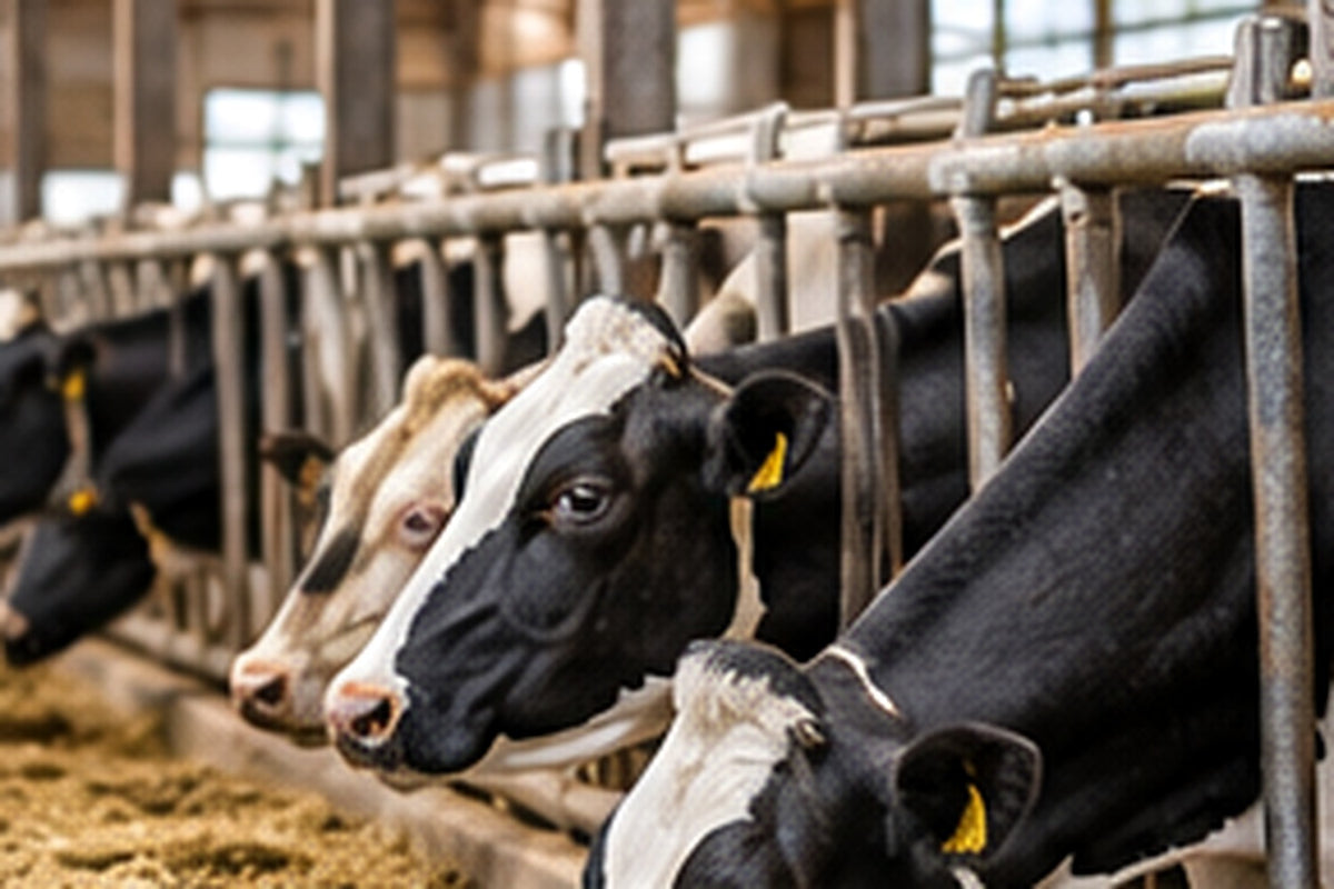 Landwirtschaftlicher Tierhaltungsbereich mit Tränke und Stallumgebung