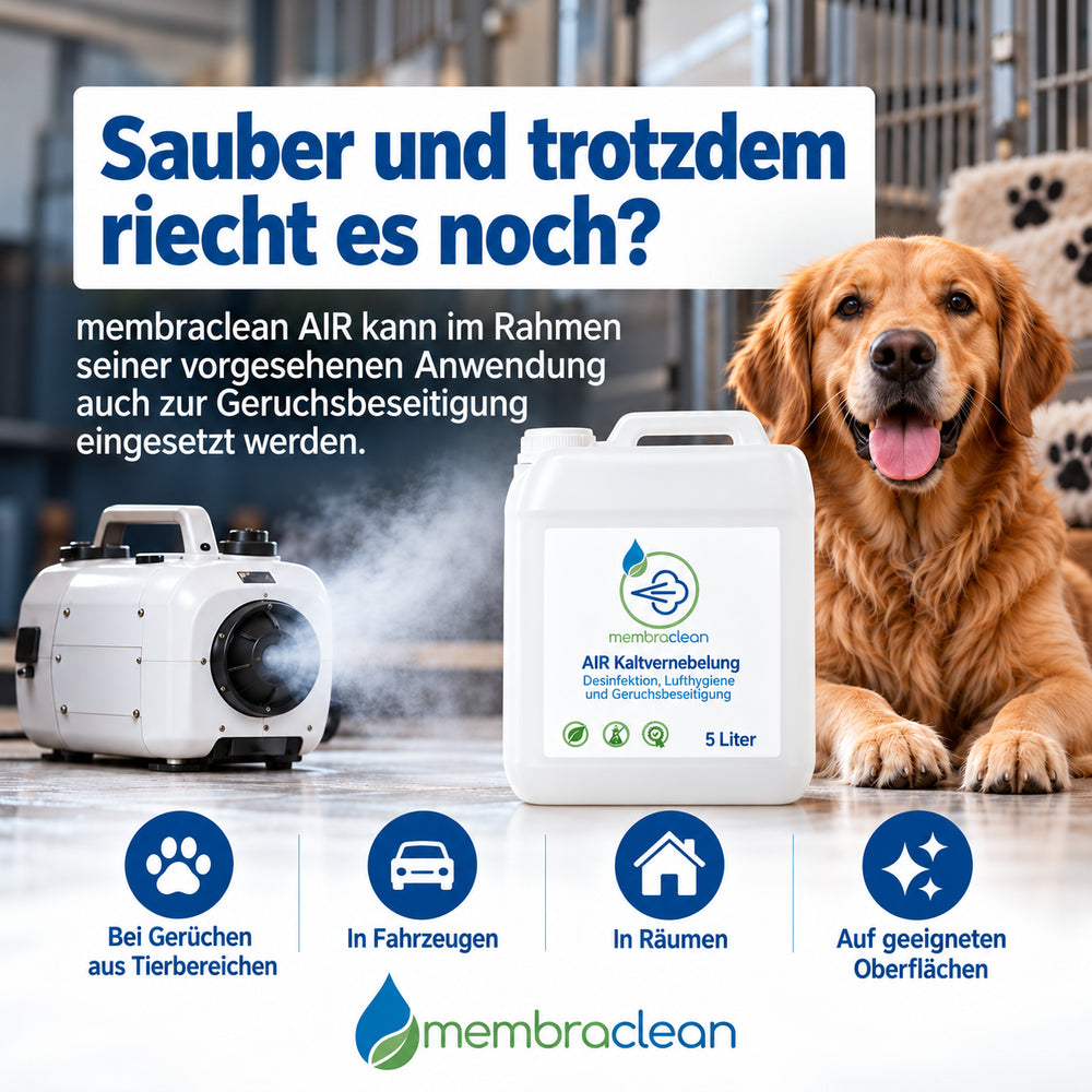 membraclean AIR voor hygiënische ruimtebehandeling en het verminderen van geuren