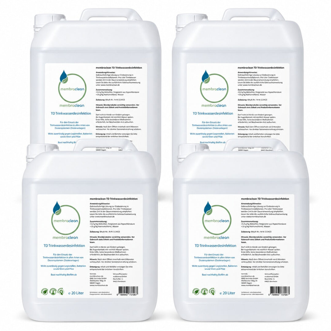 4 x 20 Liter membraclean TD Trinkwasserdesinfektion für Dosieranlagen