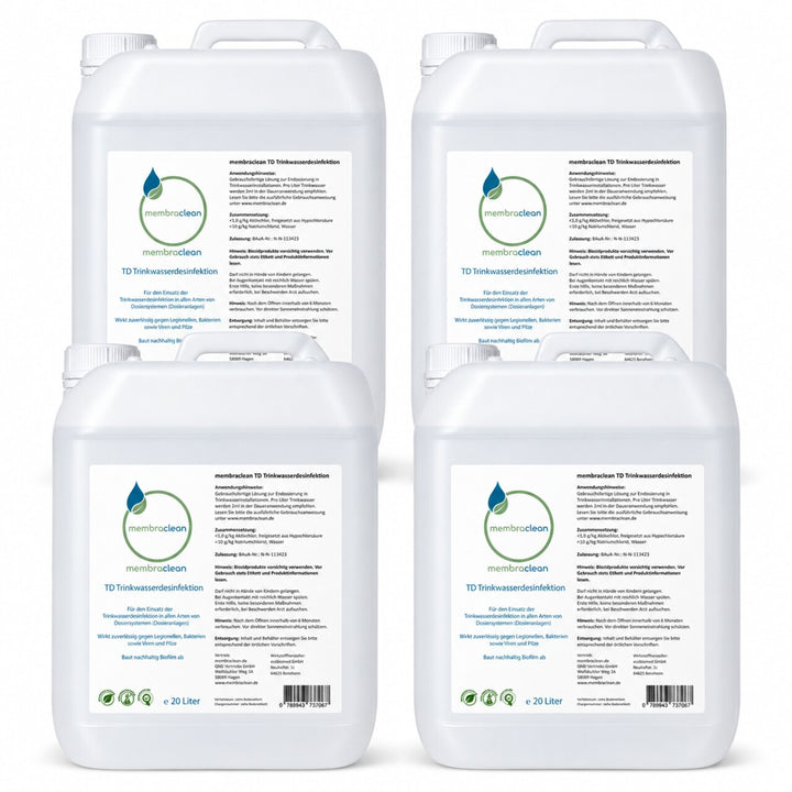 4 x 20 Liter membraclean TD Trinkwasserdesinfektion für Dosieranlagen