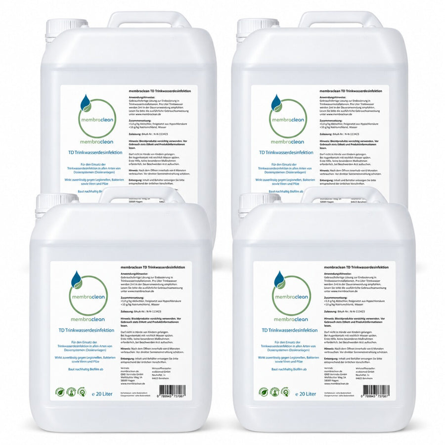 4 x 20 Liter membraclean TD Trinkwasserdesinfektion für Dosieranlagen