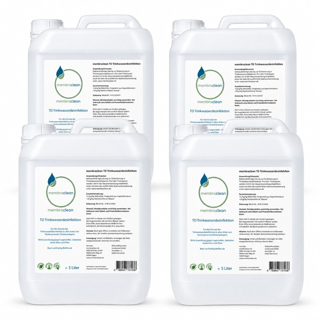 4 x 5 Liter membraclean TD Trinkwasserdesinfektion für Dosieranlagen