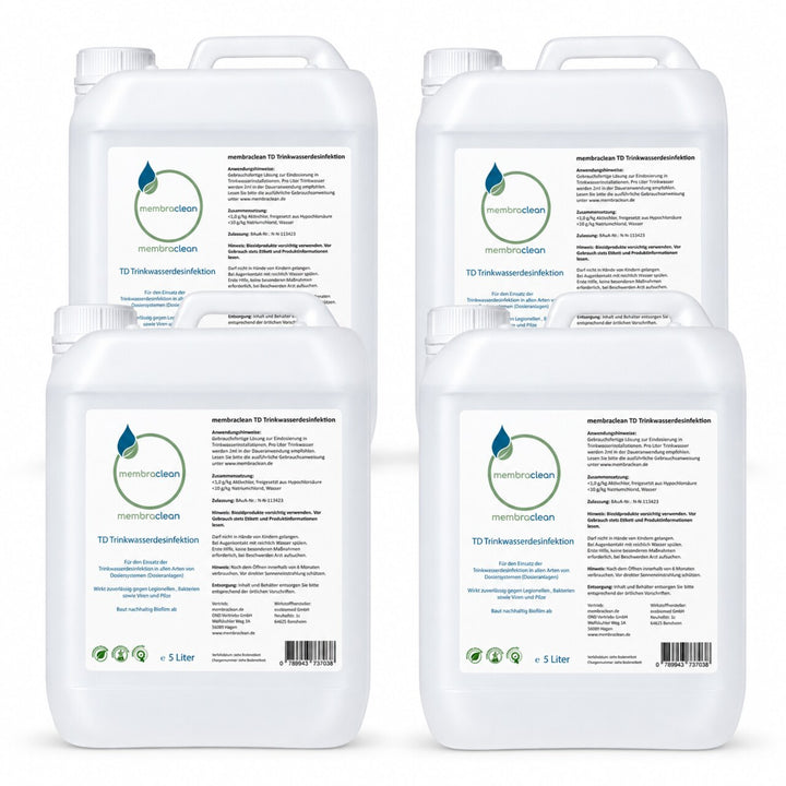 4 x 5 Liter membraclean TD Trinkwasserdesinfektion für Dosieranlagen