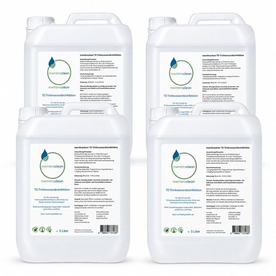 4 x 5 Liter membraclean TD Trinkwasserdesinfektion für Dosieranlagen