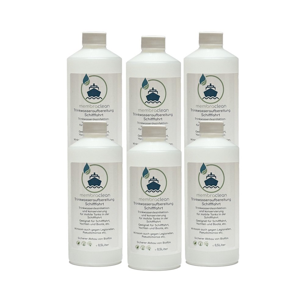 Produktbild membraclean Trinkwasseraufbereitung für Schifffahrt, Boote und Yachten 6x0,5 Liter