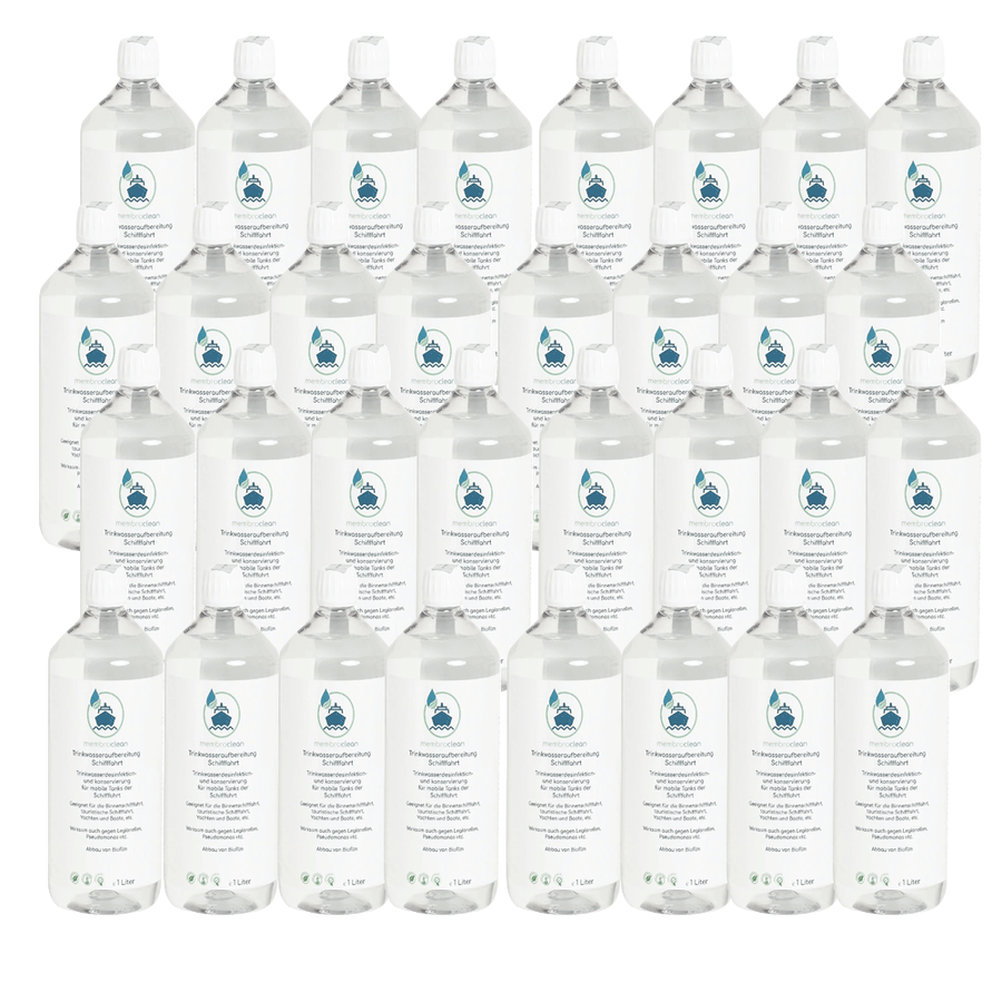 24x 1 Liter membraclean Trinkwasseraufbereitung für Schifffahrt, Boote und Yachten - MEGA Sparset