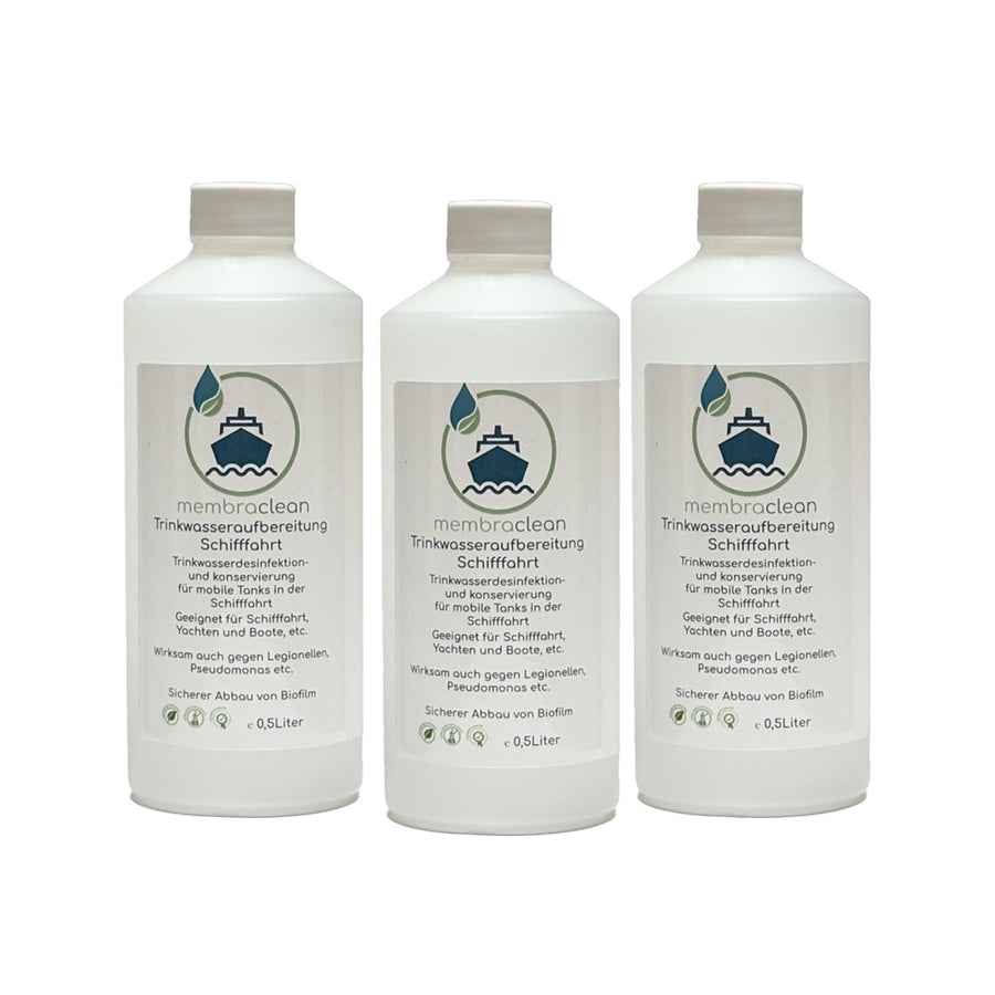 Produktbild membraclean Trinkwasseraufbereitung Schifffahrt 3x0,5 Liter