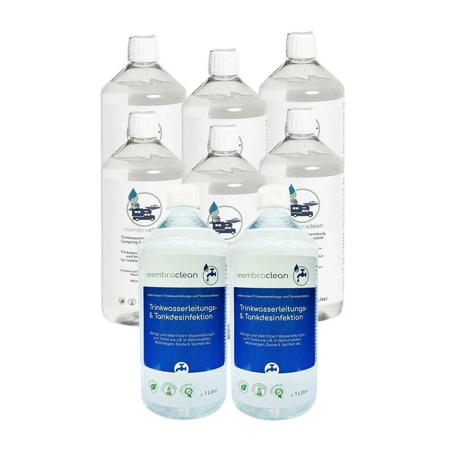 8x 1 Liter membraclean Kombi-Set Tankdesinfektion und Trinkwasseraufbereitung