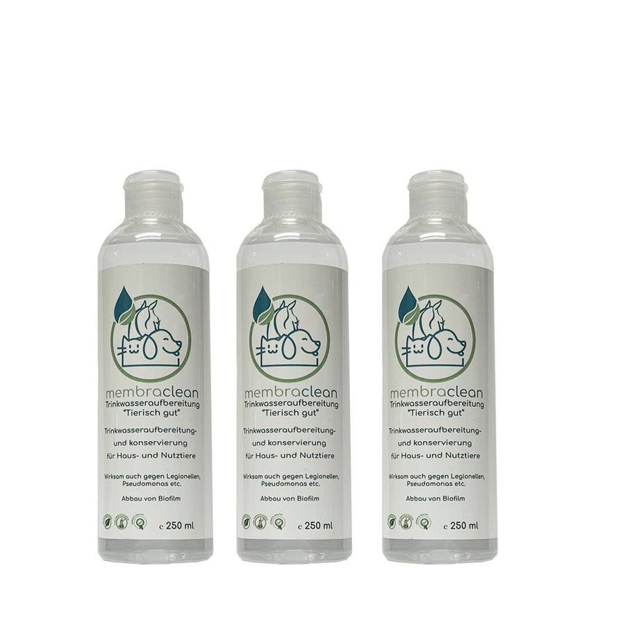 Produktbild membraclean Trinkwasseraufbereitung "Tierisch gut" für Nutztiere und Haustiere 3x250 ml