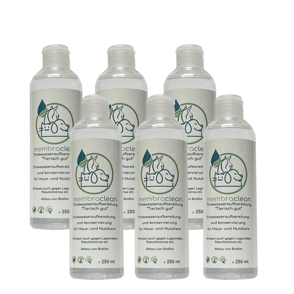 Produktbild membraclean Trinkwasseraufbereitung "Tierisch gut" für Nutztiere und Haustiere 6x250 ml