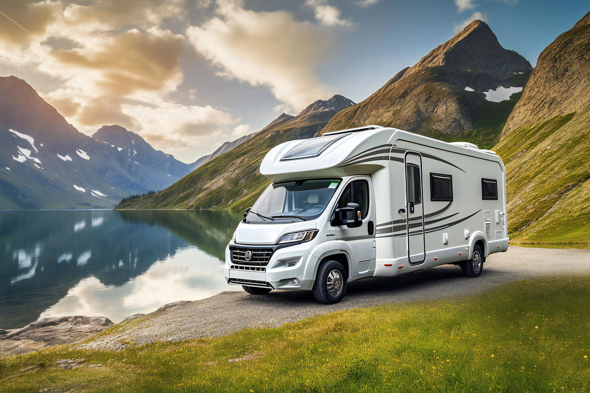 Wohnmobil am See in den Bergen