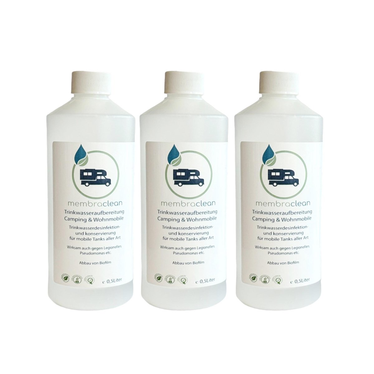 Produktbild für membraclean Trinkwasseraufbereitung Camping & Wohnmobile 3x0,5 Liter (1,5 Liter)