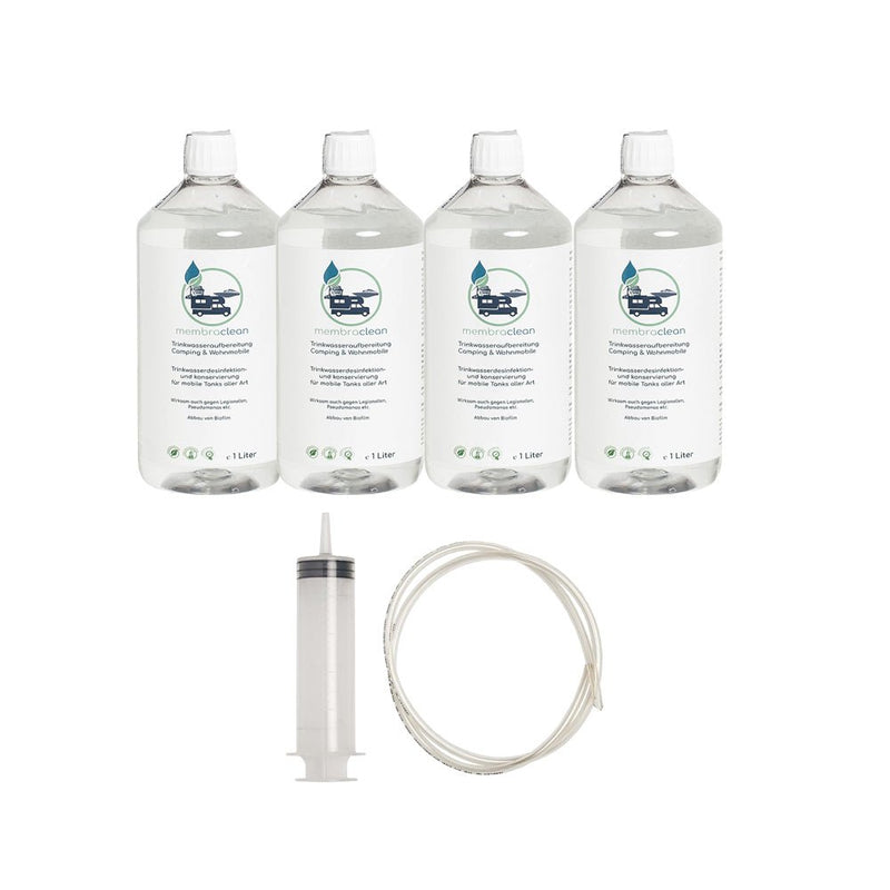 4x 1 Liter membraclean Trinkwasseraufbereitung Camping & Wohnmobile & Befüllset - membraclean-shop.de