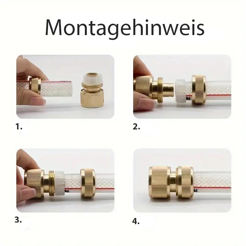 Messing Schlauchanschluss mit Wasserstop 3/4" (15-19mm) auf Quick-Kupplung - membraclean-shop.de